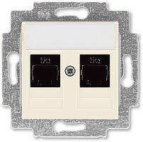 Розетка компьютерная без рамки ABB EPJ Levit 2-м. RJ45+RJ45 5e слоновая кость картинка